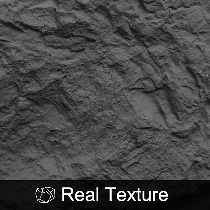 KASARO 3D Faux Stone Wall Panels, 4 PCS PU Wainscoting Panel for Interior Wall Decor, Cement Texture Thicker Accent for Home, Office, 43.3 × 23.6 inch, Black