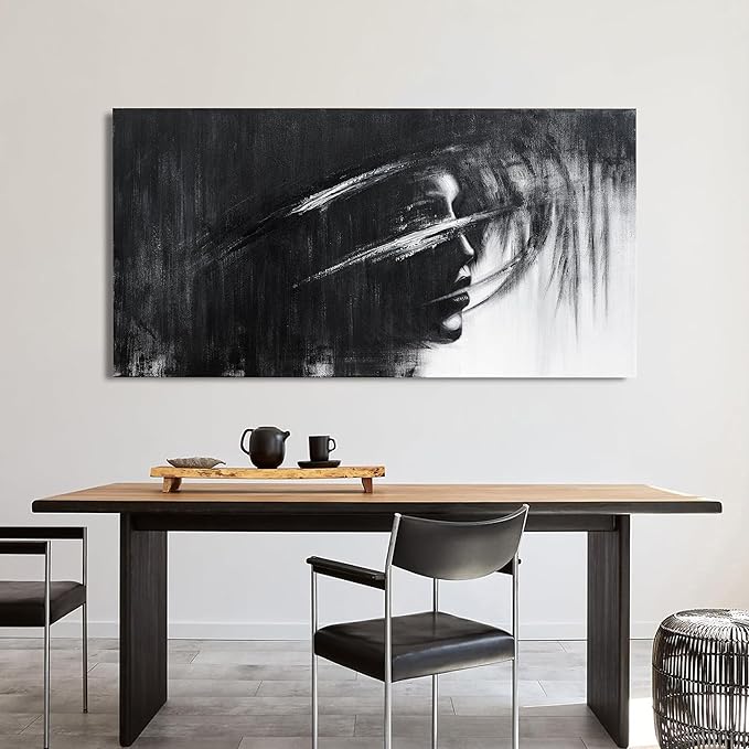 Canvas Wall Art Decor Large Wall Art for Living Room Black and White Abstract Wall Art Prints Artwork for Walls Art Work for Wall Decor Modern Abstract Wall Art Bedroom Office Decor 24" X 48"