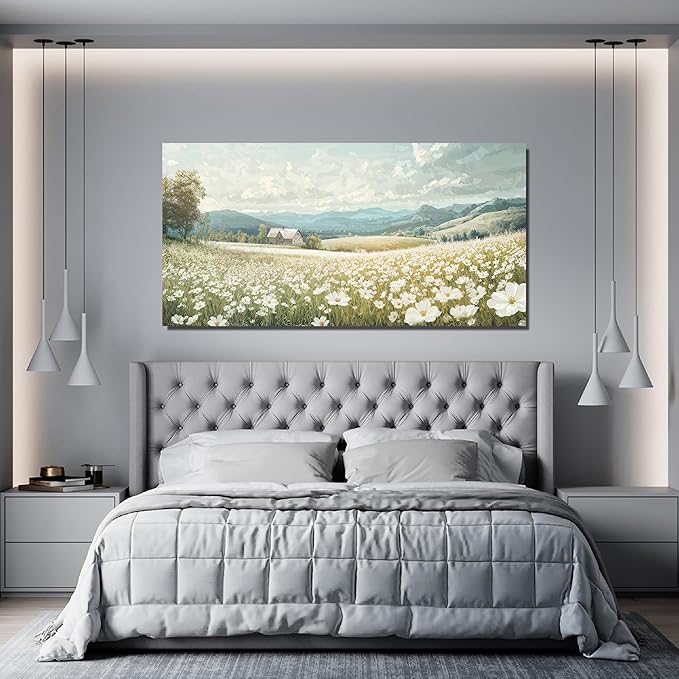 Canvas Wall Art Decor Wall Art Pictures for Living Room Canvas Art Wall Decor Green White Nature Wall Art Prints Artwork for Walls Vintage Landscape Wall Art Decorations Home Office Decor 20" X 40"