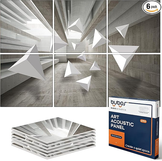 BUBOS 6 Pack Art Acoustic Panels Soundproof Wall Panel,70.8X47.2 Inches Large Sound Absorbing Panel,Self-Adhesive Decorative Acoustical Wall Panels, Acoustic Treatment for Home Office（Space）