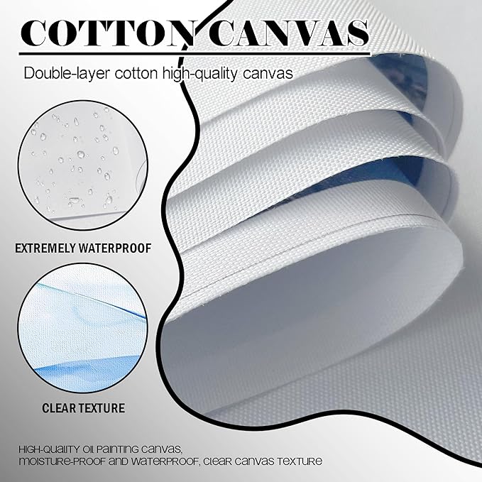 JEAWA Large Canvas Wall Art Decor - Blue Gray Wall Art for Living Room Home Office, Winter Landscape Wall Art Canvas Paintings, Moon Pictures Wall Decor, Tree Art Wall Decor, 29x58 IN