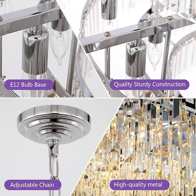 Crystal Chandelier Lighting 39'' for Dining Rooms Bedroom Foyer Entryway Ceiling Hanging Pendant Chandelier Light Fixture Lamp