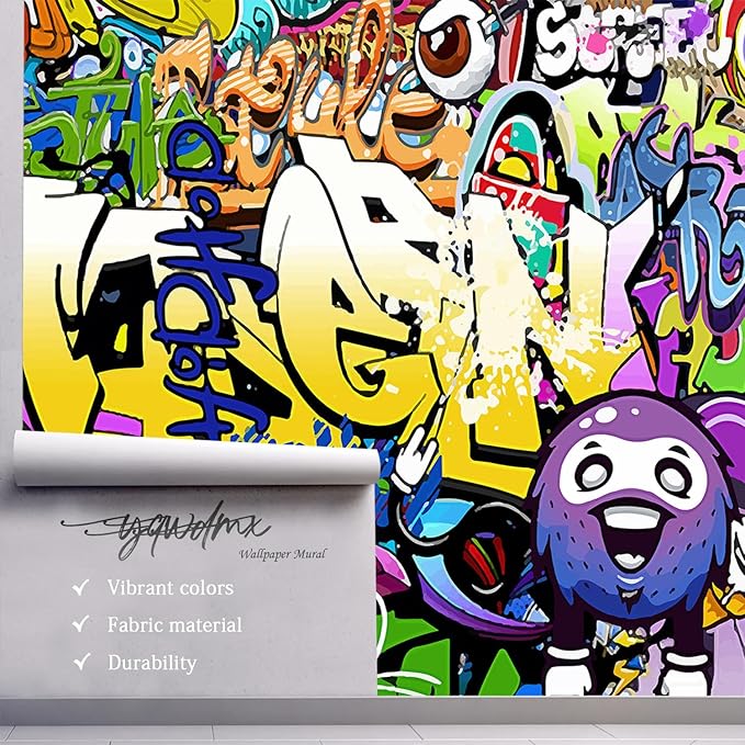 -Nursery Color Graffiti Abstract Letters Bedroom Wallpaper XT16 M 140" x 91"