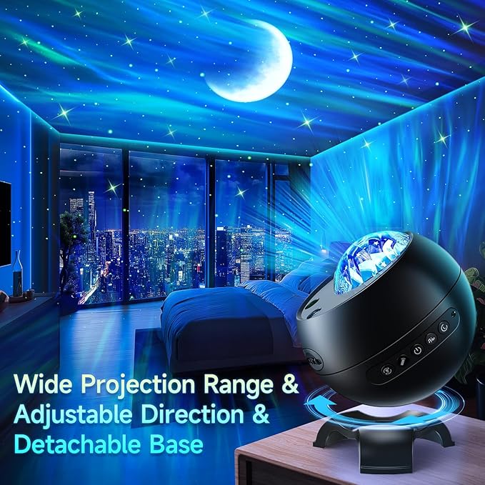 Northern Galaxy Light Projector, 300+Modes & 5 Films Star Projector, 15 White Noise & Bluetooth Northern Lights Projector,Moon Aurora Light Projector, Gifts Star Lights for Ceiling, Bedroom Decor