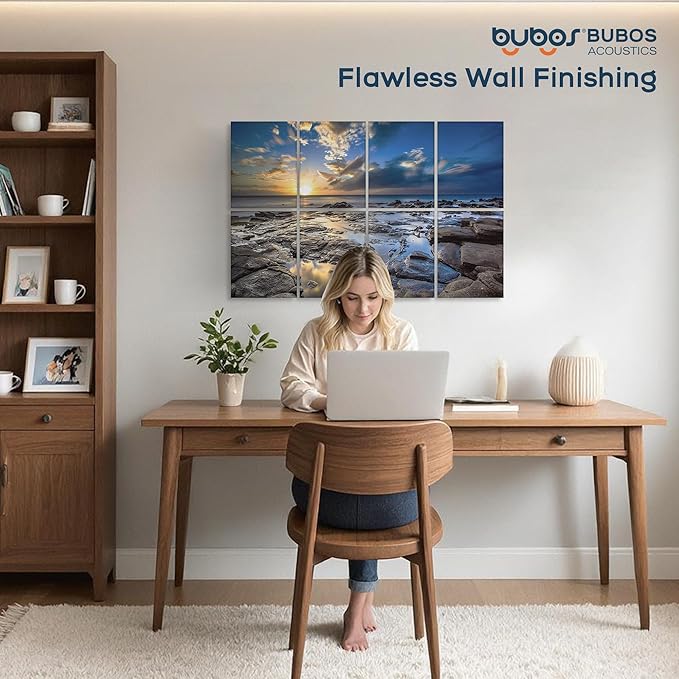 BUBOS 8 Pack Art Acoustic Panels Soundproof Wall Panel,47.2X31.4 Inches Sound Absorbing Panel,Self-adhesive Decorative Acoustical Wall Panels, Acoustic Treatment for Ceiling Home Office (Coastal rock)