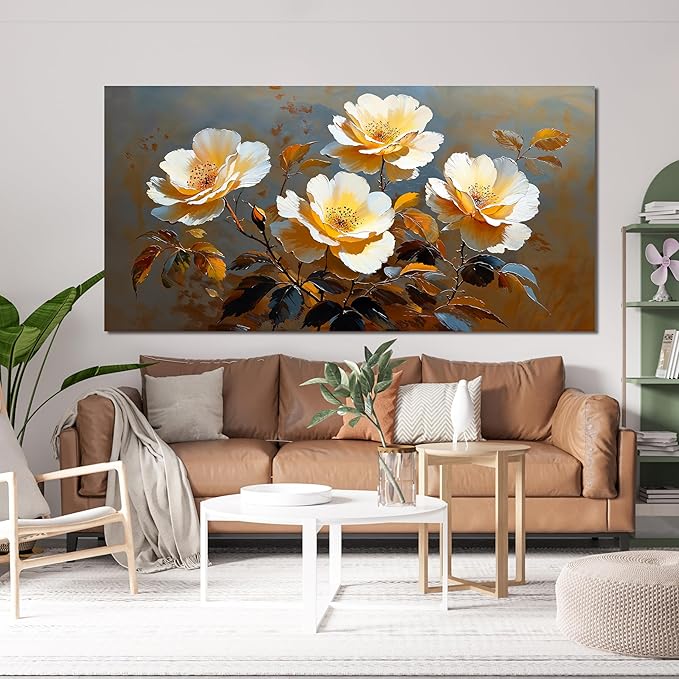 Canvas Wall Art Decor Wall Art Picture for Living Room Canvas Art Wall Decor Vintage Botanical Wall Art Prints Large Flowers Wall Art Decorations Artwork for Walls Bedroom Office Home Decor 24" X 48"