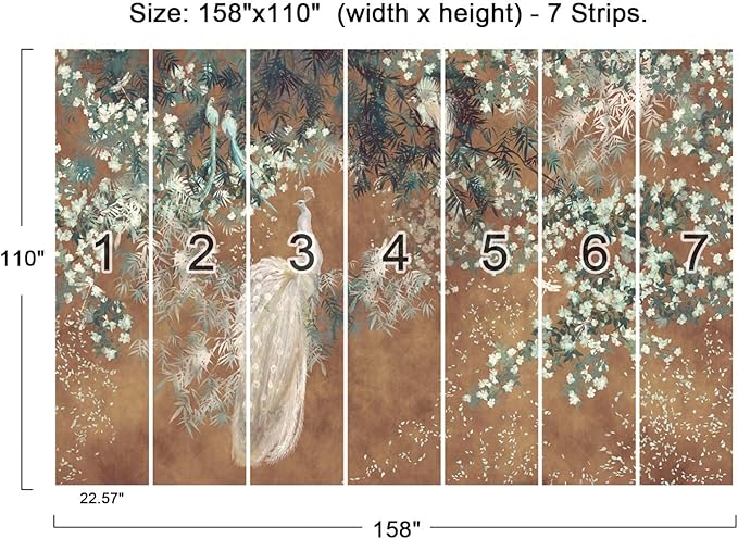 Cliouar-Wall Mural Wallpaper for Bedroom Living Room White Peacock 158"x110"(Not Self-Adhesive)