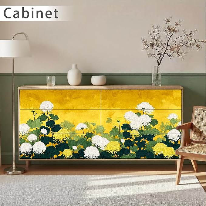 Nuxovilar Yellow White Floral Textured Peel and Stick Wallpaper, 15.75"x39.37", Self-Adhesive Contact Paper, Bright Flower Design for Bedroom, Living Room and Table Decor