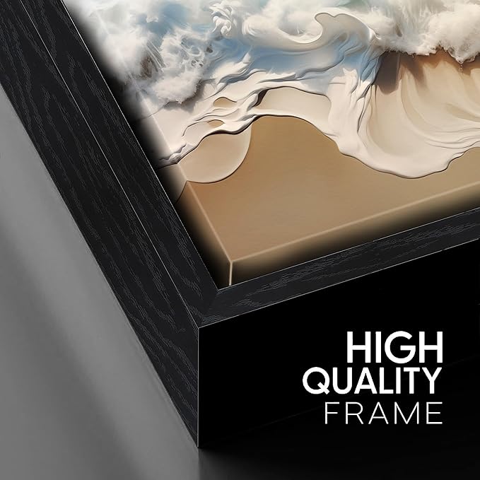 Ocean Waves Canvas Wall Art with Black Frame, Beach Scenery View Home Decor Picture, Sea Waves Canvas Wall-Decoration for Living Room, Seaside Scene Large Decorative Print Artwork for Bedroom 59"x29"