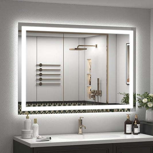 44x30 LED Bathroom Mirror with Backlit and Front Lights, Lighted Bathroom Vanity Mirror for Wall, Anti-Fog, Memory, Shatter-Proof, ETL Listed (Horizontal/Vertical)