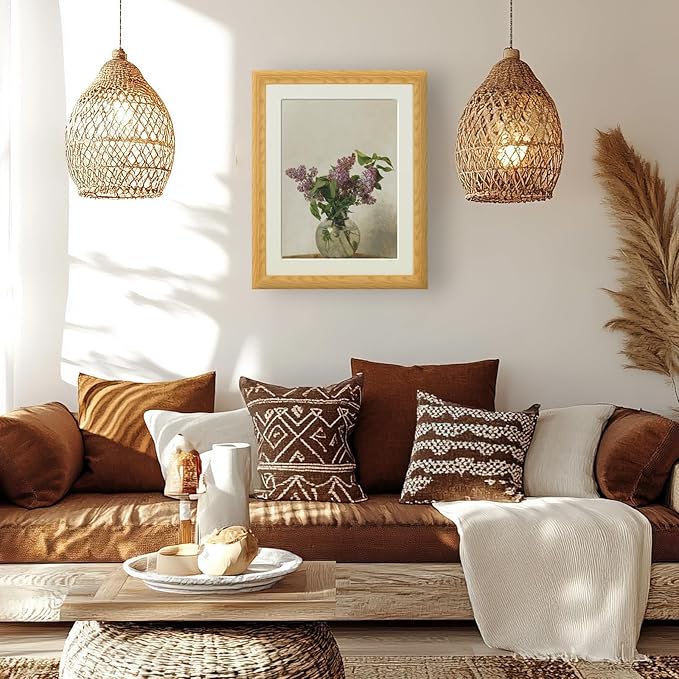 Brivoria Framed Canvas Wall Art Vintage Decor, Elegant Lilac Blooms in Clear Glass Vase French Country Classical Painting Prints for Living Room Office Dining Room Gallery Wall Decor, 16"x20"