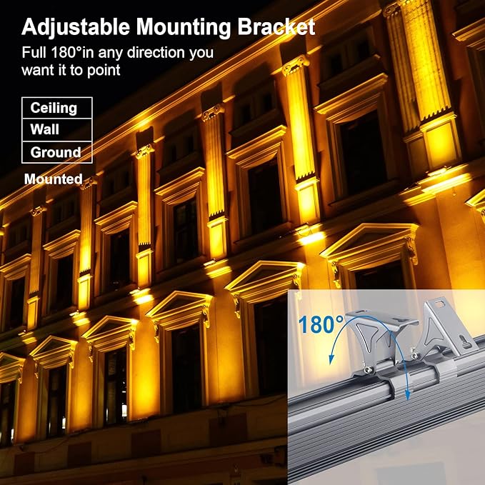 WLED Wall Washer Light 36W 3000K Warm White – 4500LM 40″ Linear LED Light Bar, IP65 Outdoor Wall Wash Lighting for Landscape, Sign & Building, Plug-and-Play 120V Floodlight with 6.56ft Cord