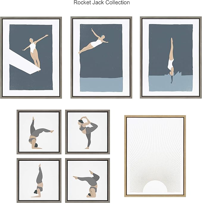 Kate and Laurel Sylvie Sun Rays Framed Canvas Wall Art by Rocket Jack, 18x24 Natural, Chic Minimalist Sunset Art for Wall