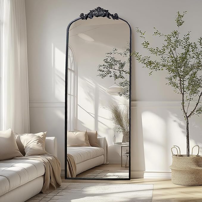AIXI HOME Antique Black Arch Full Wall Mirror, 71"x30" Elegant Rectangle Vintage Mirror with Ornate Frame, Baroque Inspired Home Decor for Bathroom Vanity Bedroom Entryway