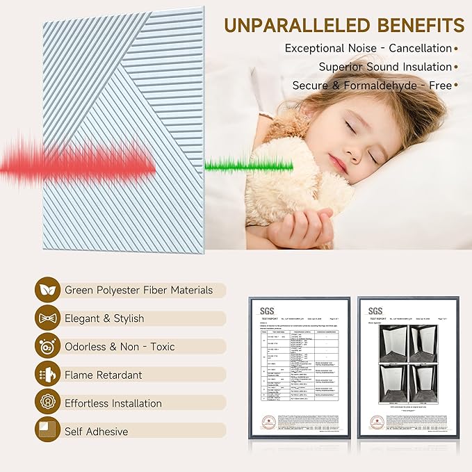 Acoustic Panels for Wall and Ceiling - 6 Pack 2'x2'x0.4",Self-Adhesive 3D Decorative Wall Panels,White