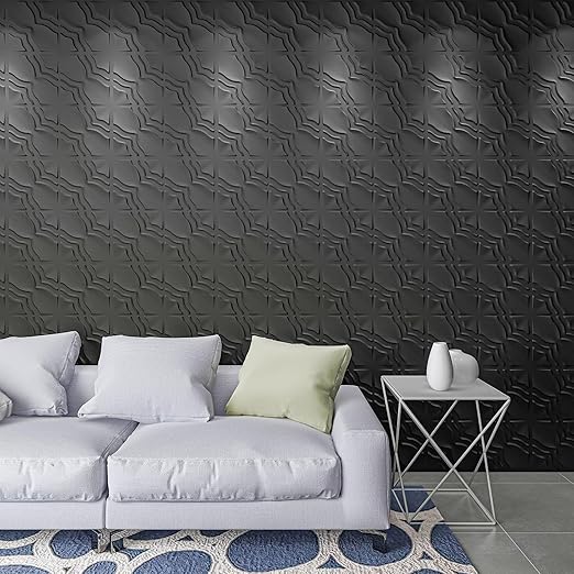 Art3dwallpanels 33 Pack 3D Wall Panel, 2 Different Effects PVC Textured Wall Panels for Interior Wall Décor, 12 x12 Inch Cover 32.Sq.Ft, Black