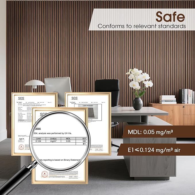 Acoustic Wood Slat Panels 4 Pack 106" x 12.6", Soundproof Wooden Wall Panels, 3D Fluted Panel for Interior Wall Decor, Living Room, Bedroom - Walnut (Cover Approx. 37 sq.ft)