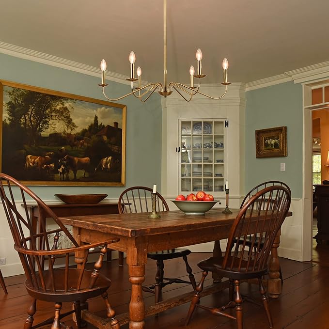 Jonsi Modern Gold Chandelier for Dining Room,35 Inch Brushed Brass Chandelier Light Fixture, Dining Room Light Fixtures Over Table