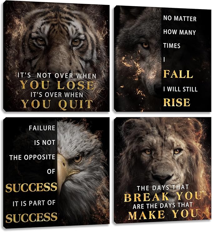 Motivational Wall Decor for Living Room Inspirational Wall Art for Office Workplace Canvas Wall Art Painting Poster Prints Artwork 12"x12"x4