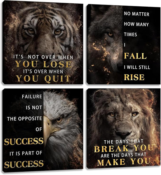 Motivational Wall Decor for Living Room Inspirational Wall Art for Office Workplace Canvas Wall Art Painting Poster Prints Artwork 12"x12"x4