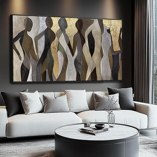 Artexist Figure Wood Wall Decor Neutral Wall Art Modern Poster Printing 24"x48" Picture for Bedroom Hanging Art for Dining Room Area