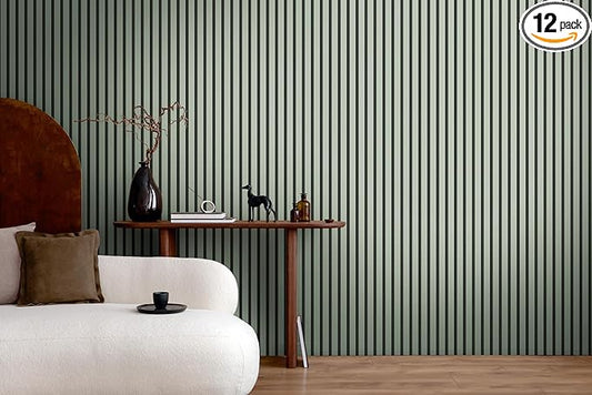 A.S. Création Non-Woven Wallpaper with Wall Panel Motif 0,53 x 10,05 m - Green Light Green Black - Wood Look Wallpaper Made in Germany - 786282