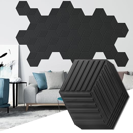 Art3d 33-Pack 3D Wall Panels, Textured Black 12"x12" Panels for Interior Accent Walls – Living Room, Bedroom, TV Background