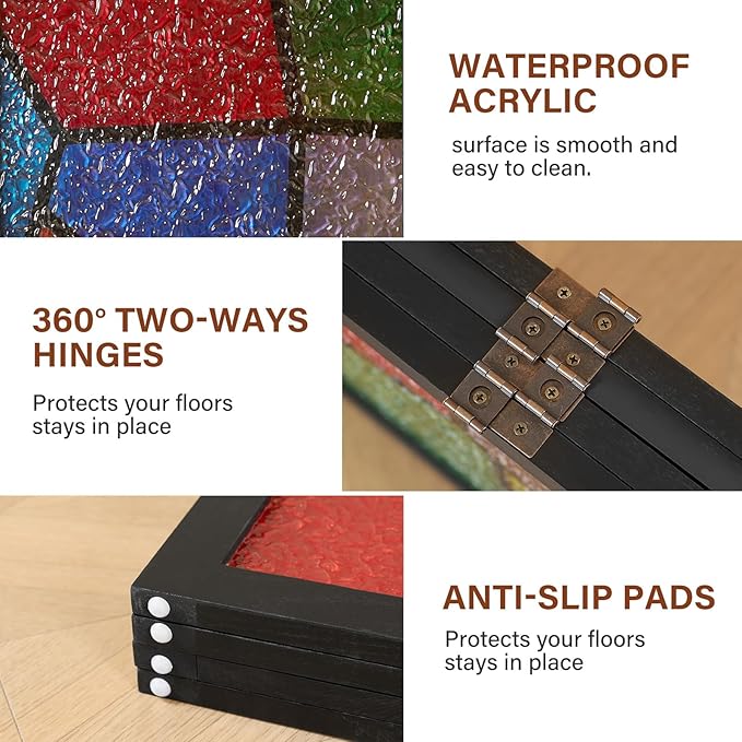 Acrylic Room Divider, 4-Panel Freestanding Partition Screen, Frosted Translucent Privacy Panel - Lightweight Modern Divider for Home Office Studio (Church, 4 Panels)