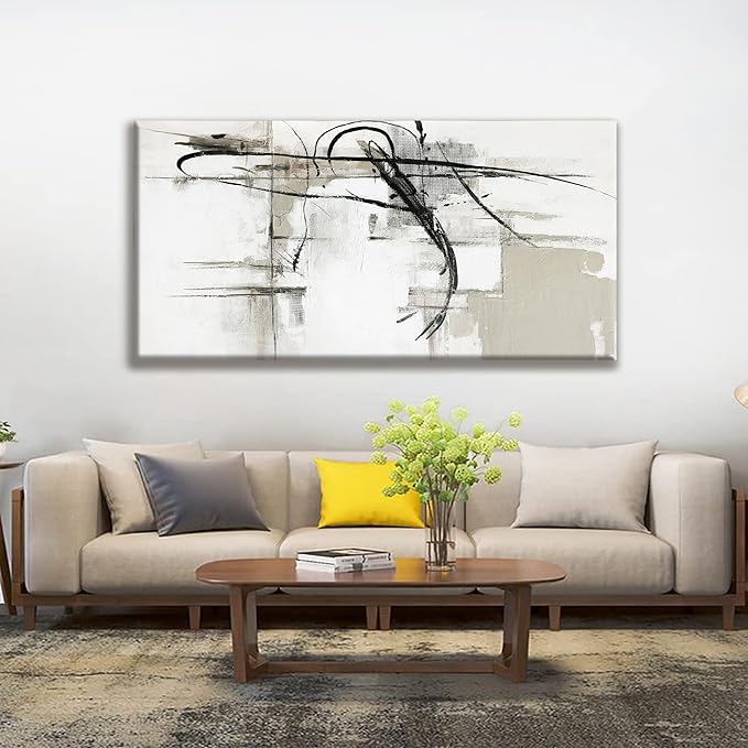 Abstract Wall Art Modern Wall Canvas Decorations Maximalist Black Line Canvas Wall Art Decor Prints Minimalist Large Artwork For Living Room Wall Bedroom Kitchen Office Home Wall Artwork 29"×58"