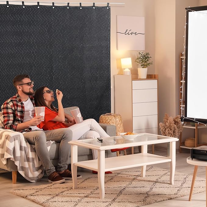 MABOZOO Studio Sound Blanket, Large Soundproof Blanket with Grommets, Heavy Duty Sound Dampening Noise Reducing Divider for Workshop, Basement, Laundry, Acoustic (Black, 72x40'')