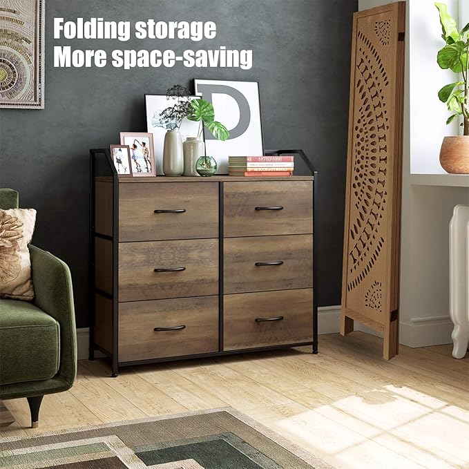 6 Panel Wood Room Divider Fully Assembled, Decorative Room Dividers and Folding Screens, 5.6Ft Room Divider Screen Freestanding Partition Wall Dividers for Home Bedroom Office, Brown