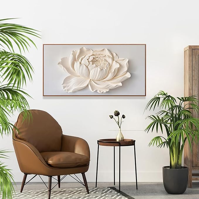 Canvas Wall Art Decor Painting White Flower Plants Wall Decor Botanical Modern Wall Art Print Paintings Decorations Artwork Pictures For Bedroom Home Office Artwork 20" × 40" With Framed