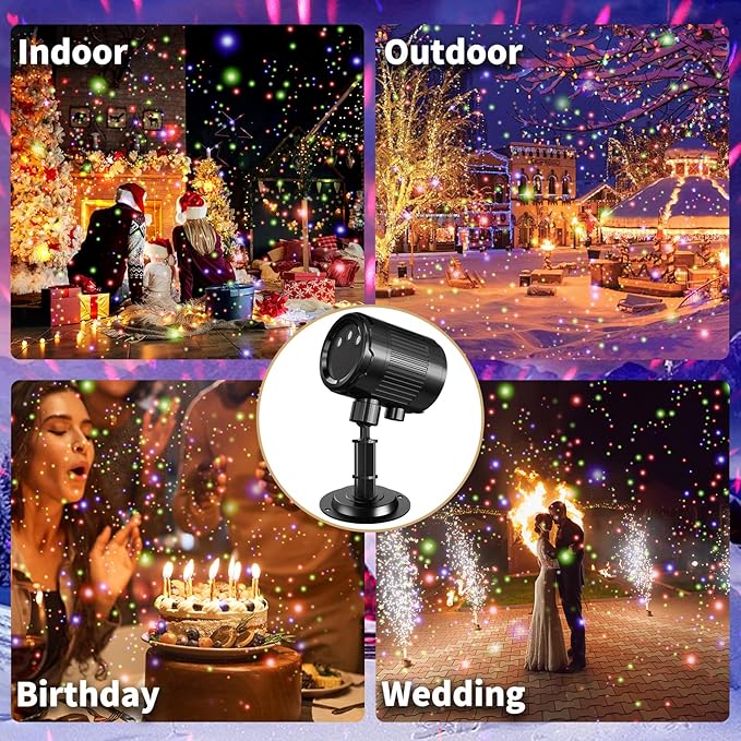 Christmas Laser Projector Light Outdoor: RGB 3 Colors Firefly Moving Laser Lights, IP65 Waterproof Star Projector Lights Show Decor for Garden Yard Holiday Party, Christmas Halloween New Year Gift