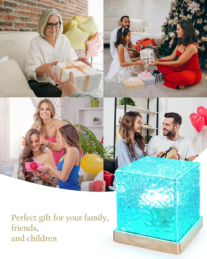 Mood Lighting,Rechargeable Northern Lights Cube Ambient Lighting Ocean Wave Projector Light Aurora Glow Lamp,16 Colors Gradual Rotating with Remote Control for Bedroom Game Room Decor - Large