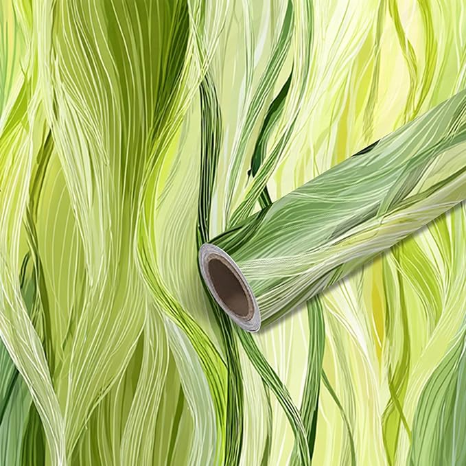 Nuxovilar Green Leaf Botanical Textured Peel and Stick Wallpaper, 15.75"x39.37", Self-Adhesive Contact Paper, Nature-Inspired Pattern for Bedroom, Living Room and Table Decor