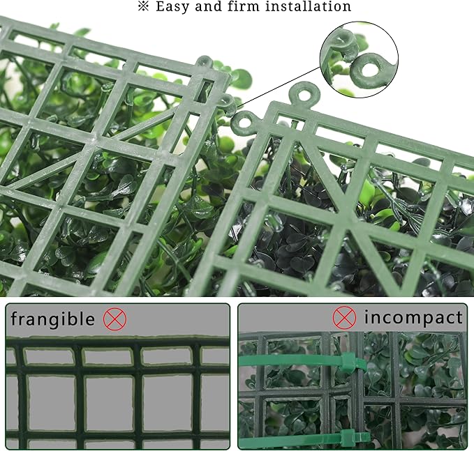 Bybeton Artificial Plant Screen,60"x120" (50 sqft) UV-Anti Faux Boxwood Leaves Grass Wall Panels for Patio Balcony Privacy, Garden, Backyard Greenery Wall Backdrop and Fence Decor
