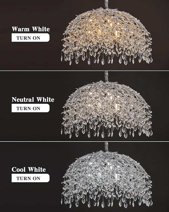 Modern Crystal Chandelier for Dining Room, 31.5" 10-Light Chrome Tree Branch Chandeliers, Luxury K9 Crystal Round Chandeliers for Kitchen Island Living Room