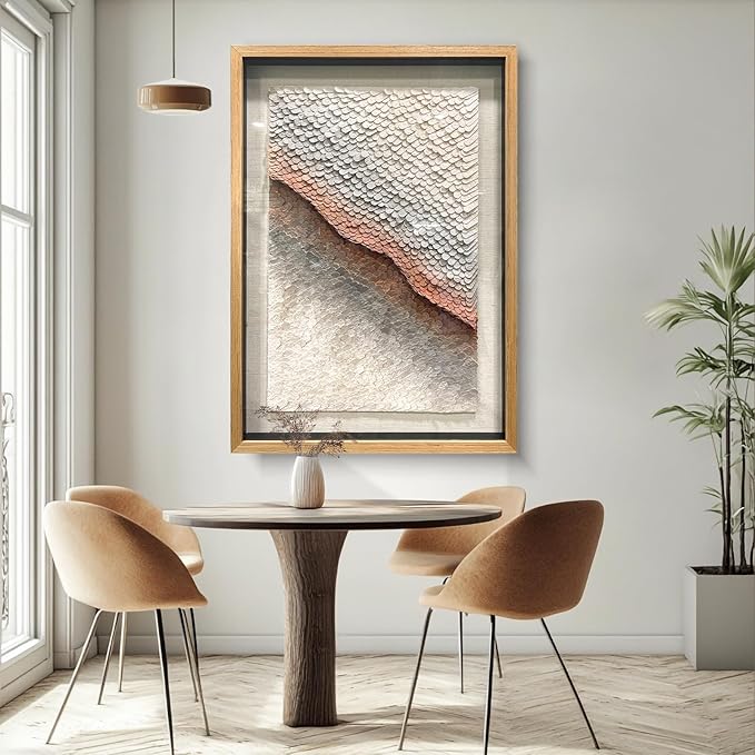 BrightA White 3D Wave Wall Sculpture - Heat-Formed Acrylic Strips Art with Dynamic Shadow Play, Solid Wood Frame Contemporary Artwork for Modern Interiors 39.4" x 59"
