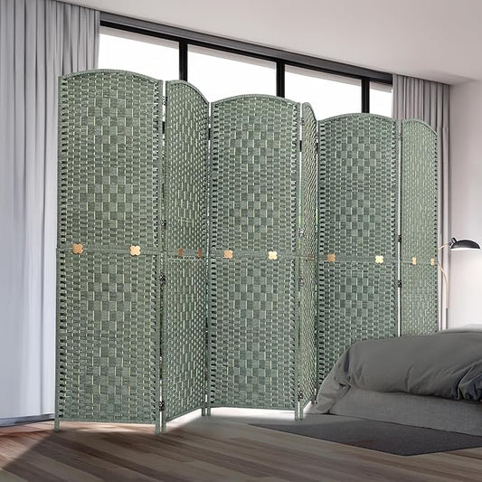JOSTYLE Room Divider 6FT Room Divider Panel Folding Privacy Screen Hand-Made Wall Divider Indoor Portable Room Partition Dividers 2-in-1 Multifunction Divider for Room Separation (Grey, 6 Panel)