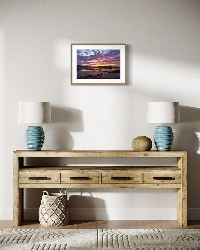 Oriental Beauty: Stunning Feng Shui Landscape Wall Art Prints for Home Decor in 3 Sizes (Serene Sunset Over a Coastal Fishing Village, 20" x 30")