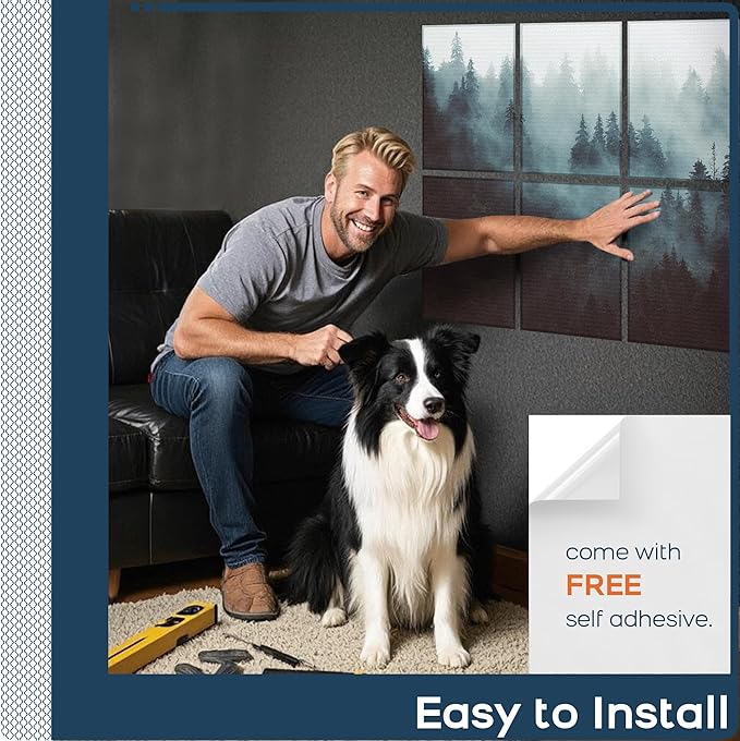 BUBOS 8 Pack Art Acoustic Panels Soundproof Wall Panel,47.2X31.4 Inches Sound Absorbing Panel,Self-Adhesive Decorative Acoustical Wall Panels, Acoustic Treatment for Ceiling Home Office（Fog Forest）