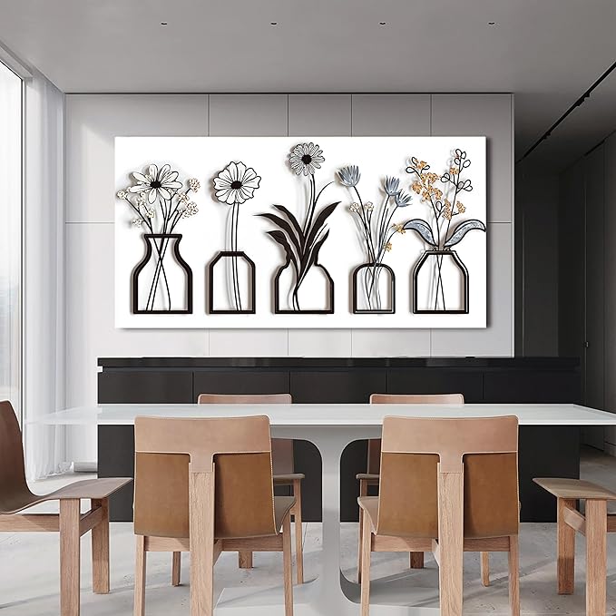 Canvas Wall Art Decor Large Modern Black and White Wall Art Decoratiions Abstract White Flower Wall Art Prints Large Art Work for Wall Decor Pictures for Living Room Home Office Decor 29" X 58"