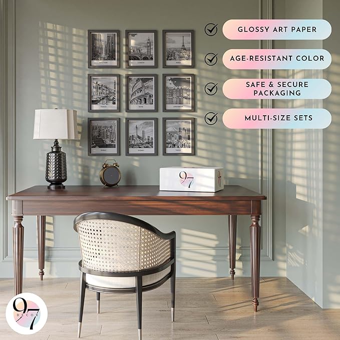 97 Decor Black White City Wall Art Print - Cityscape Pictures, Famous Architecture Landscape Artwork Wall Decor, European Buildings Poster, New York Skyline Photo (8x10 UNFRAMED)