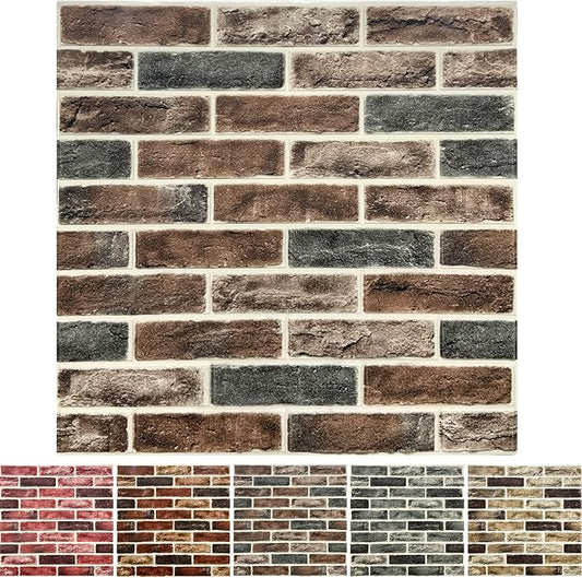 20-Pack 104 Sq.Ft 3D Wall Panels Peel and Stick 3D Faux Brick Wallpaper Peel and Stick Brown Grey Faux Stone Wall Panel Foam Brick Self-Adhesive 3D Wallpaper