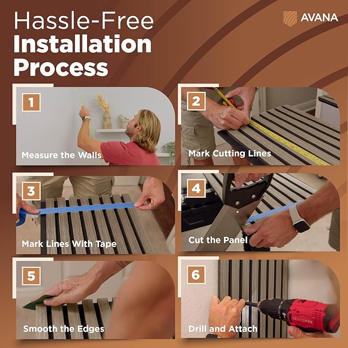 Avana Acoustic Wood Wall Panels – 94.4 x 12.6 Inch Natural Walnut Acoustic Panels 2 PCs – Wall Panels For Interior Wall Decor For Homes, Offices, Studios – Pleasing Decorative Wood Panels For Wall