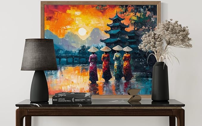 Vietnam Art Print Poster, Asia Oriental Countries Culture Wall Art Asian Paintings for Bedroom Bathroom Living Room Decor 97 (Vietnam, 8 x 10 inches, Wood Frame)