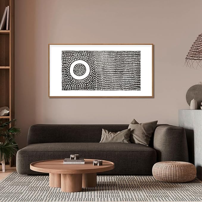 Abstract Round Dot Framed Canvas Wall Art Set,Minimalist Black and White Wall Decor,Neutral Geometric Print,Modern Circle Illustration Mid Century Artwork for Living Room,Bedroom-20 x40