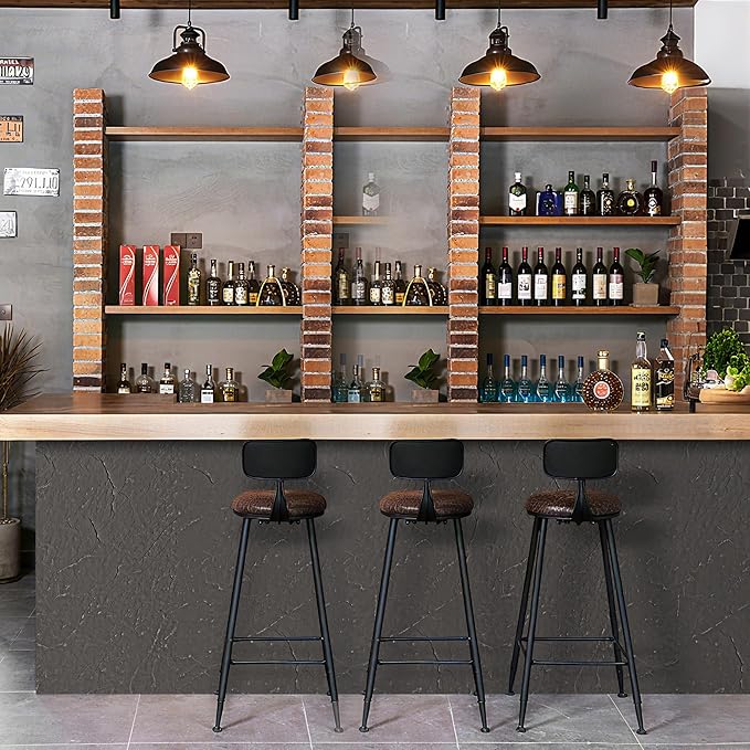 KASARO 3D Faux Stone Wall Panels, 4 PCS MCM Flexible Wainscoting Panels for Exterior/Interior Decor, Modified Clay Material, Accent for Home, Art, Commercial, Stone Black, 47.2 × 23.6 inch