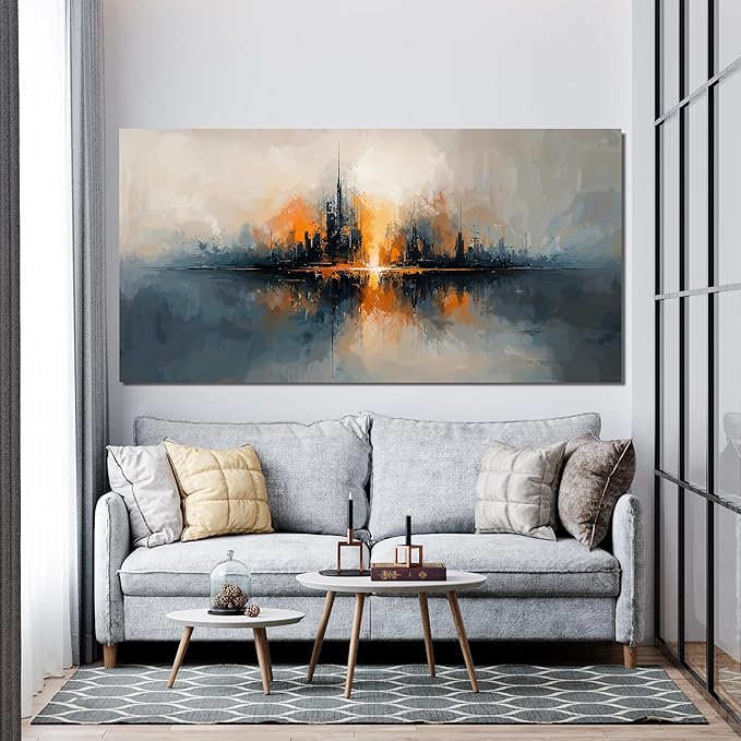 Large Canvas Wall Art Decor Modern Black Wall Art Prints Abstract Canvas Art Wall Decor Wall Art Pictures For Living Room Abstract City Wall Art Decorations Office Home Decor Aesthetic 24" X 48"