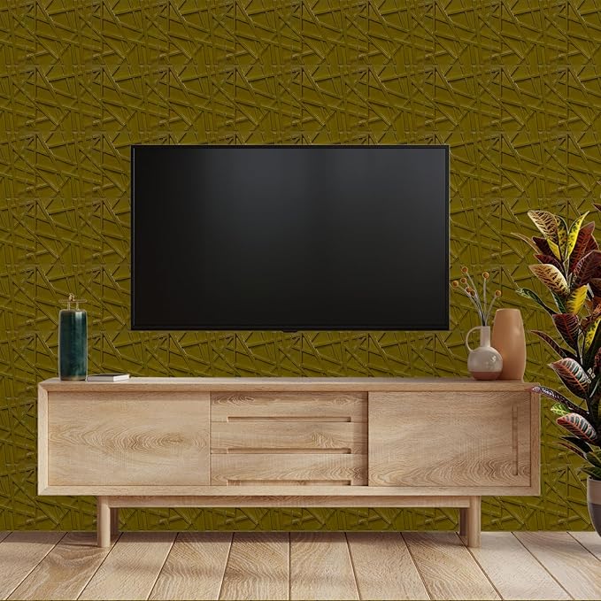 3D Wall Panels for Interior Wall Decor, 11.8''x11.8'' 33 Pack Accent Textured Wall Panels for Living Room, Gaming Room, TV Background, Cover 32 Sq.Ft (Brushed Gold)